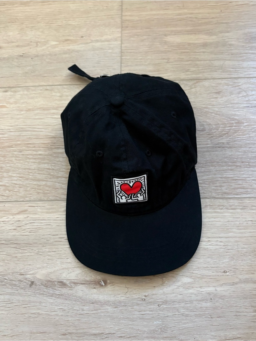Keith Haring Black Red Heart Patch Baseball Cap One Size